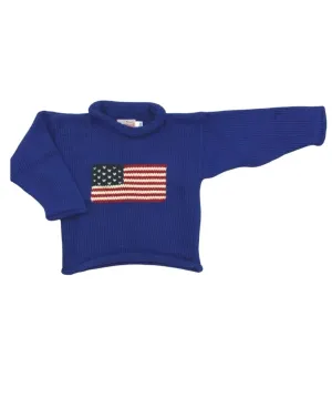 Royal Blue American Flag Roll Neck Sweater