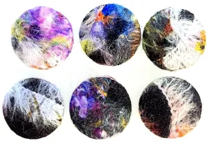 SALE Felt-Covered Large Buttons, Set of Six Abstract Designs  15/16"  #FC-24