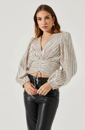 Silver Pleated Top