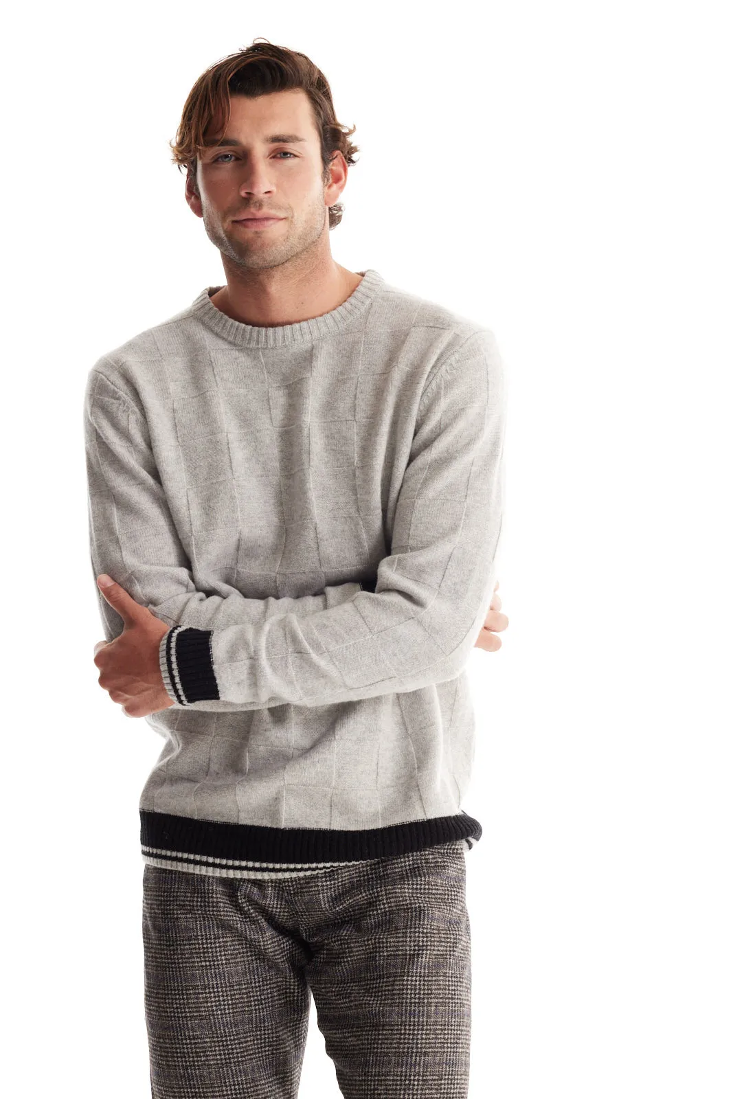 Soft Cloth Crewneck Sweater in Merino Jersey - Grey