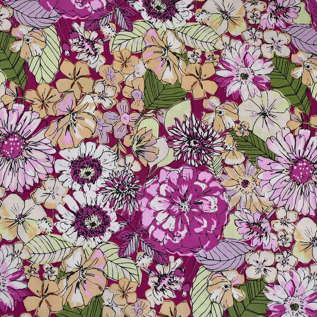 Soul Fusion Fleuron Floral Collage Premium Cotton Plum