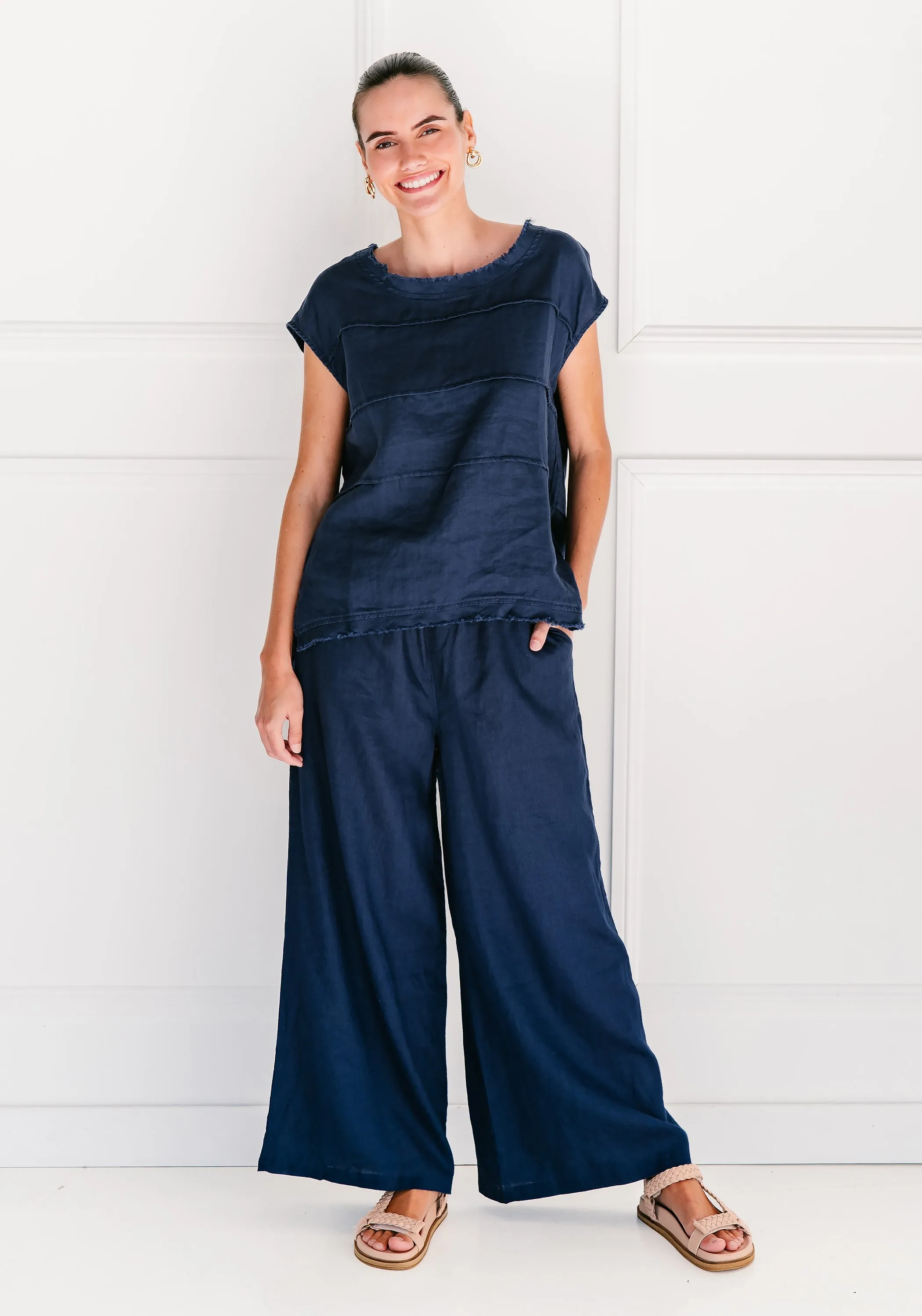 Soul Sparrow Linen Pants Navy S
