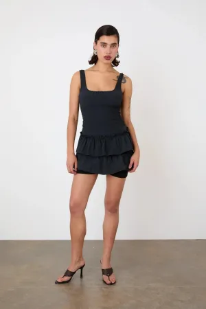 The Deba Ruffle Skort, Onyx