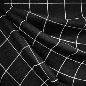 Window Plaid Yarn Dyed Linen Shirting Black/White